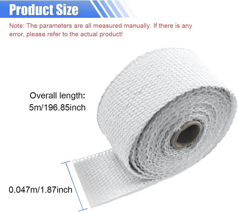 BDZMC 2" x 16 Ft Motorcycle Exhaust Heat Wrap Roll, Exhaust Manifold Heat Wrap Fiberglass Heat Shield Tape, Car Exhaust Tube Thermal Wrap Tape with 10 Stainless Locking Ties - Image 2